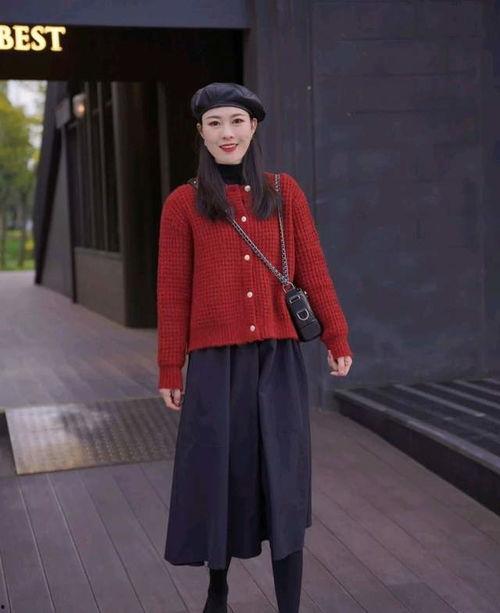 网红针织开衫复古红色,网红新宠，温暖你的秋冬