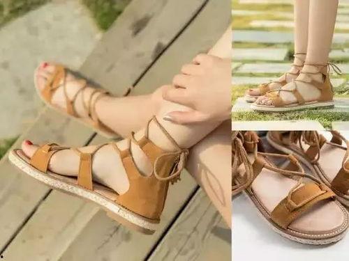 爆款网红凉鞋绑带图,引领夏日时尚风潮